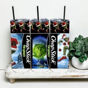 The Grinch Chapstick Christmas 20oz Tumbler With Metal Straw